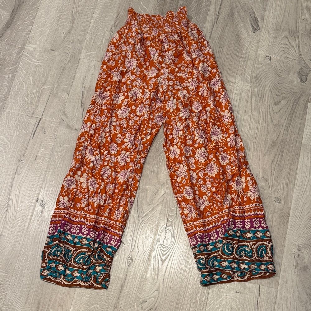 Maeve Orange Floral Wide Leg Pants
